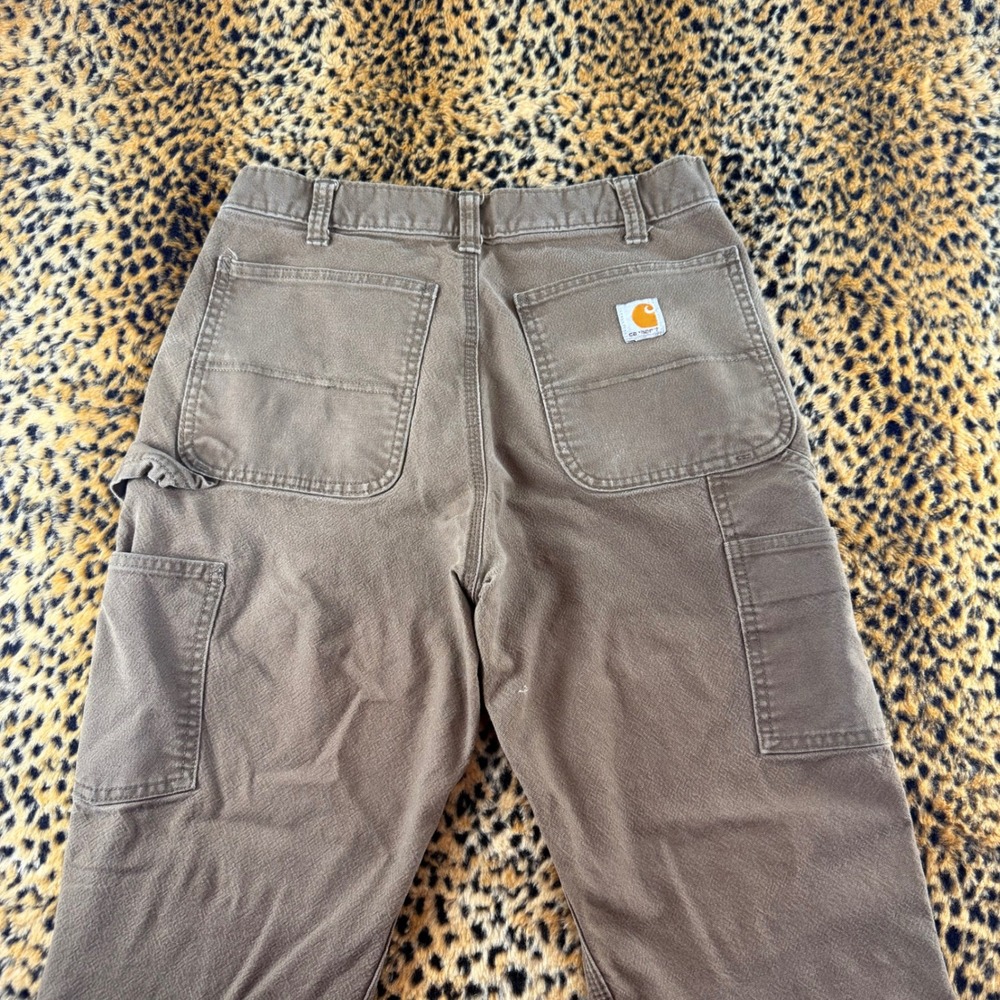Carhartt Relaxed Fit Carpenter Pants Brown Canvas Workwear 32x30 Distressed